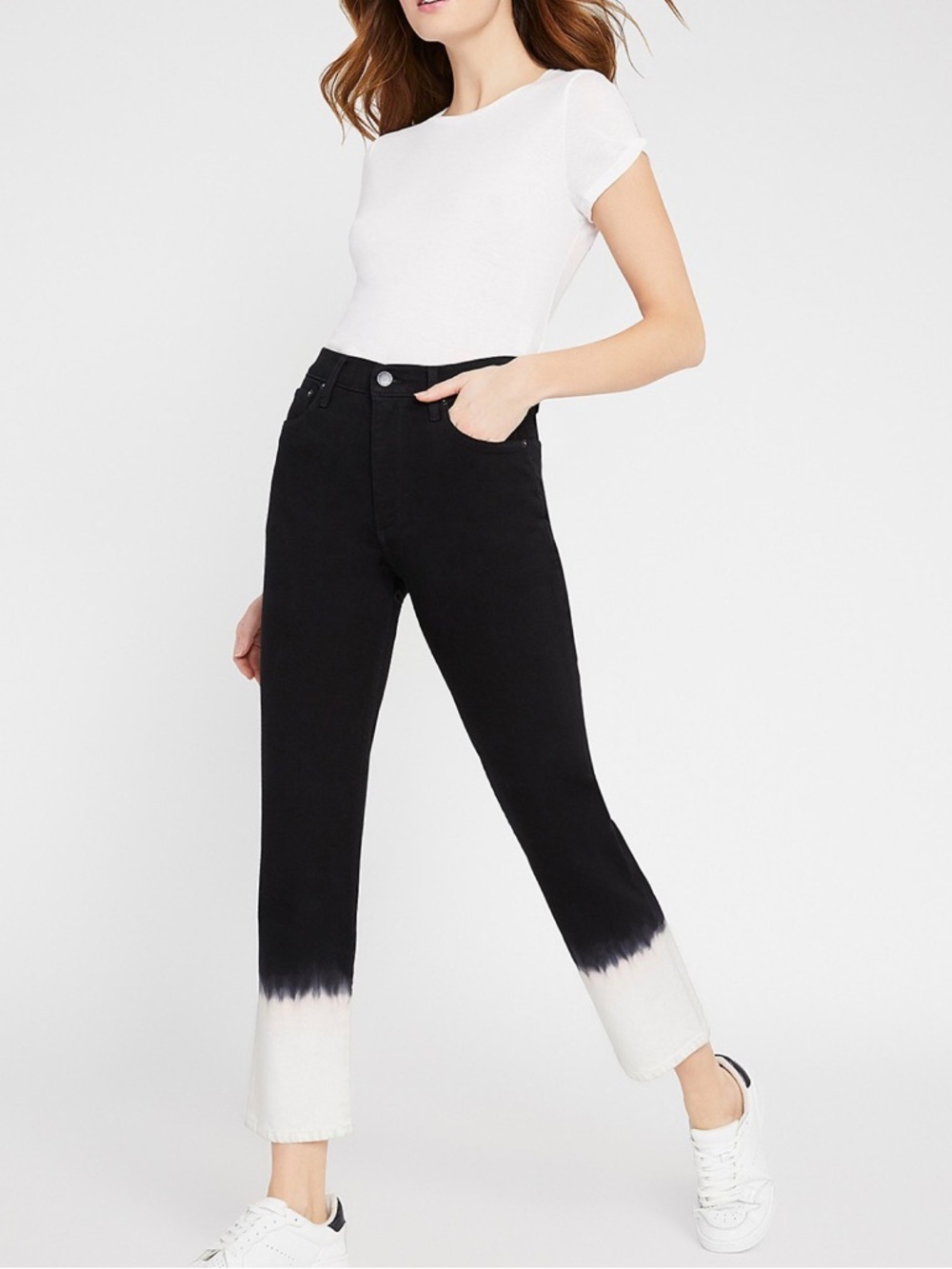 Alice + Olivia Stunning High Rise Straight Leg Ombre Tie Dye Jeans in Eclipse